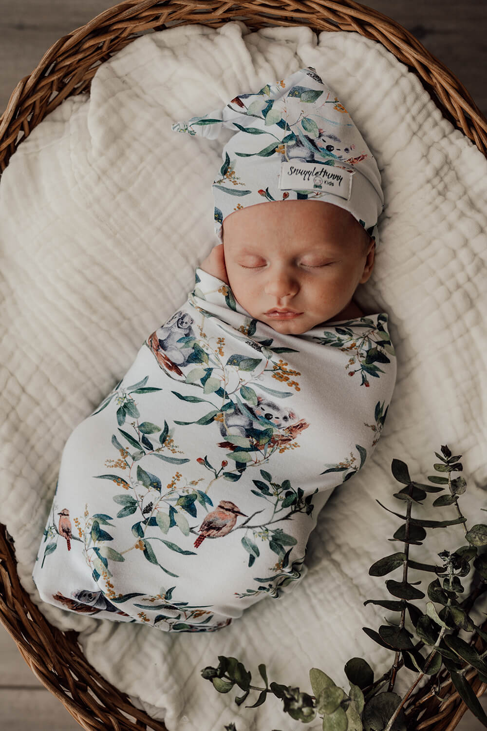 Snuggle Hunny Kids - Snuggle Swaddle and Beanie Set - Eucalypt