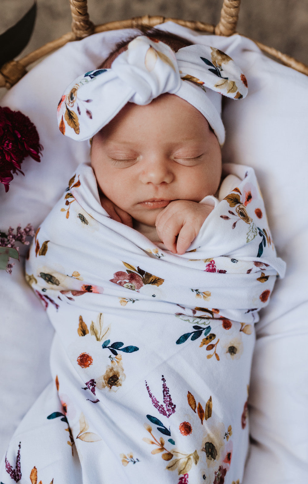 Snuggle Hunny Kids - Snuggle Swaddle and Top Knot Set - Boho Posy